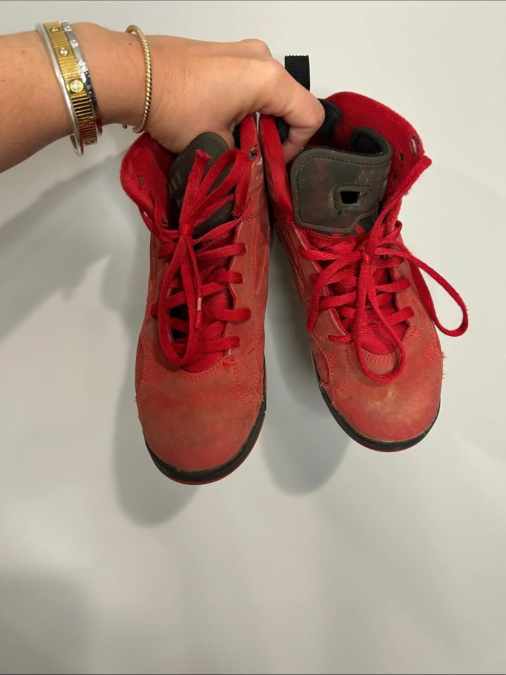 Jordan Kids' Red and Black High-Top Sneakers